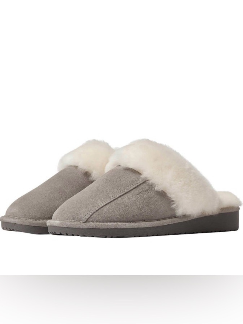 Tilley Shearling Women’s Grey Suede Slippers Size 8